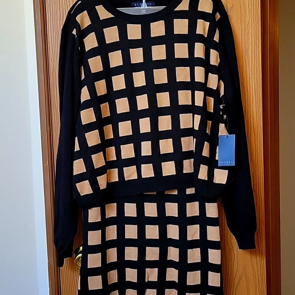 Plus size two-piece knit sweater set